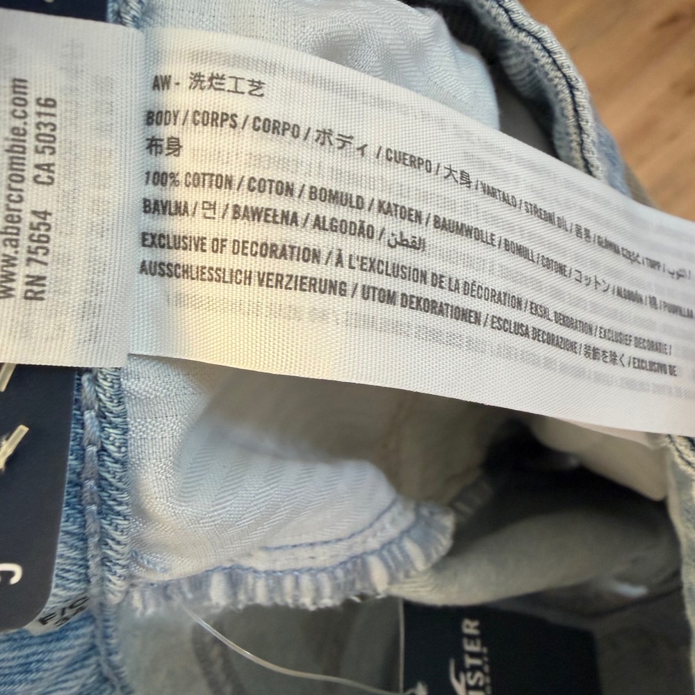 Hollister Ultra High-Rise Ruffle Denim Skirt Light Wash Raw Hem Size 5 W27 NWT - Picture 7 of 8
